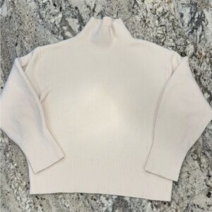 Vince Cream mixed gauge turtleneck wool and cashmere blend sweater Size Xl